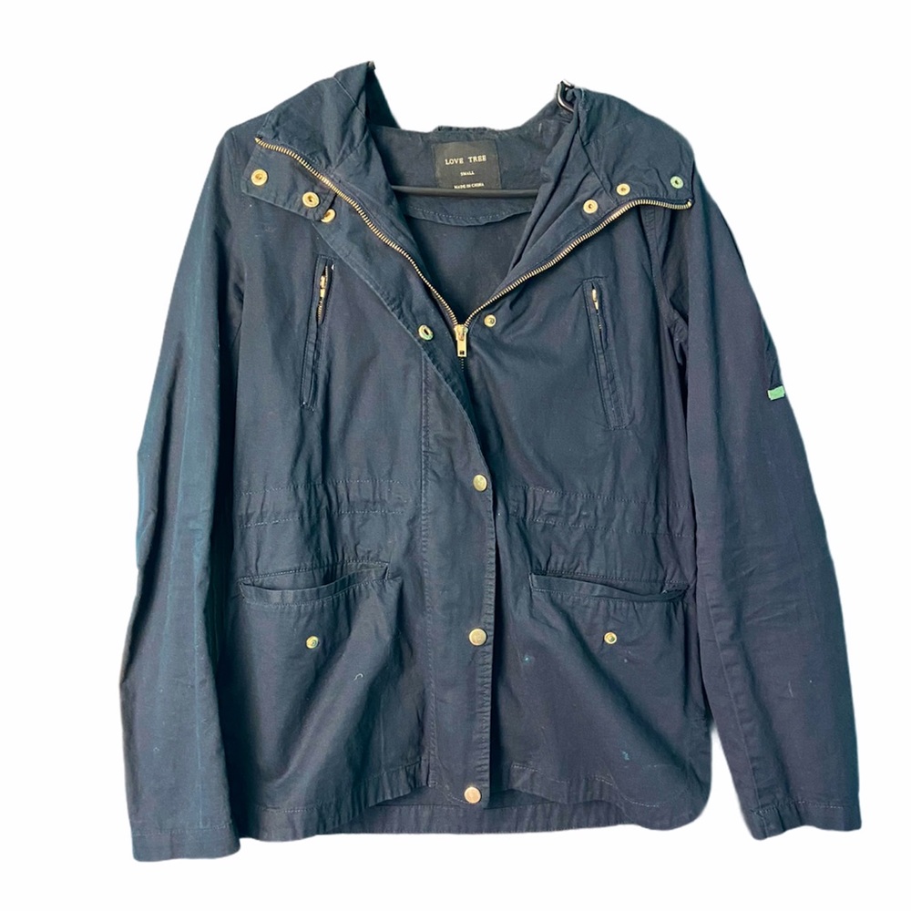 Love Tree Anorak Blue Hoodie, size small